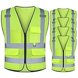 vitagear Class 2 High Visibility Safety Vests with Pockets, Hi Vis Vest for Construction Workers (Yellow L)