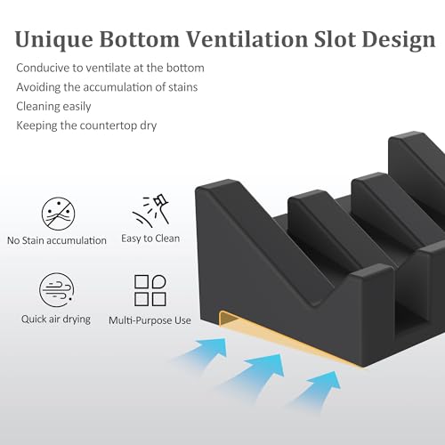 Silicone Soap Dish,3PCS Self Draining Soap Holder for Shower,Black by EGWON - Image 2