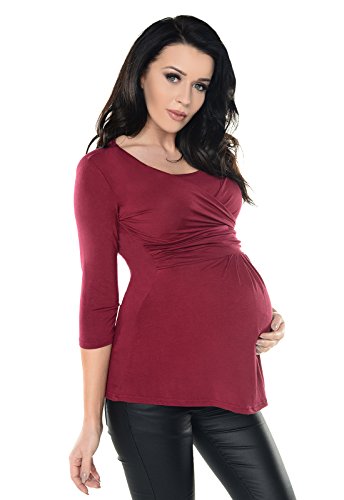 Purpless Maternity - Purpless Maternity Pregnancy Nursing Top Wrap Style Blouse Tunic Shirt Breastfeeding Pregnant Women 7049 (12, Burgundy)