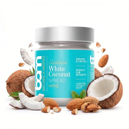 BAM Pâte à Tartiner aux Fruits à Coque de Qualité Supérieure – Parfaite pour Topping, Croissant, Dessert – 200g, Coco blanche