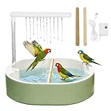 LUFEIS Bird Bath, Automatic Water Circulation with 26 Water Outlets, Electric Parrot Shower Bath, USB Powered Birds Shower Bathing Tub for Parakeet, Cockatiel, Parrot & Small Medium Birds (Green)