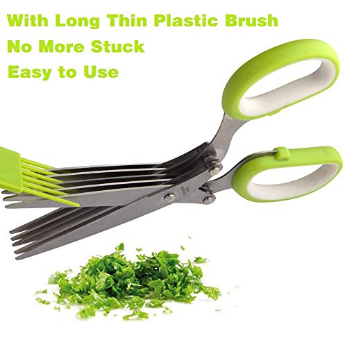 Herb Scissors With 5 Blades And Cover,Kitchen 5 Stainless Steel Blade Herb Cutting Shears Scissors, Shredding Scissors For Paper,Food Salad Herb Cilantro Cutter Mincer Chopper Garden Kitchen Gadgets #TOP3