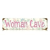 Woman Cave Pink Metal Tin Sign Plate Drive Way Road Street Novelty Plaque Wall Vintage Bar Yard Home...