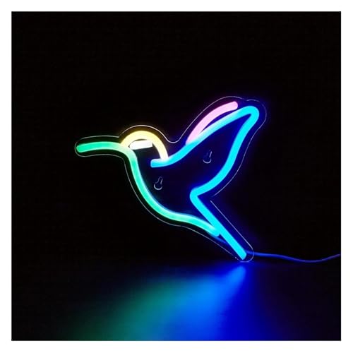 Enseigne au néon oiseau mignon pour illuminer un coin bureau sombre à la maison