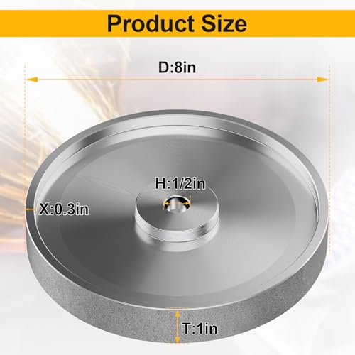 GAXPAK CBN Grinding Wheel 8 inch, Dia x 1 Inch Wide x 5/8" Arbor, Suitable for Sharpening Woodturning Tools, High Speed Steel Tools, 8 inch Bench Grinders