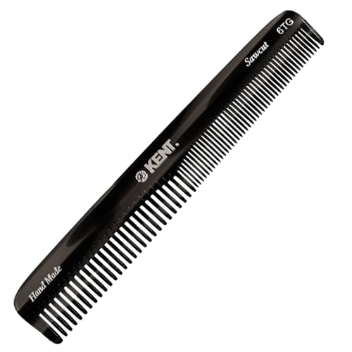 Kent 6T G Fine Tooth and Wide Tooth Hair Comb, Handmade Styling Comb for Hair Care, Barber Combs, Beard Combs For Men, Styling Grooming for Men, Women and Kids