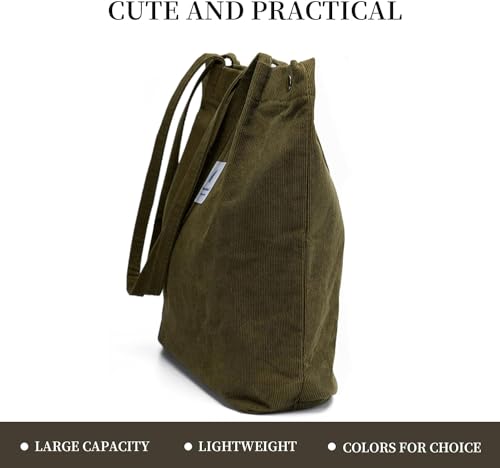 Image of Street27 Korean Canvas Corduroy Tote Bag Casual Work Shoulder Handbags | Multi-Purpose Bag |Sturdy Canvas Bag with Large Capacity | Shopping Bag for Office, College & Daily Use