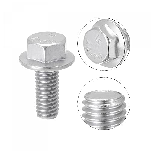 Image of uxcell M5x12mm Hex Serrated Flange Bolts Screws Metric Thread 304 Stainless Steel 25pcs