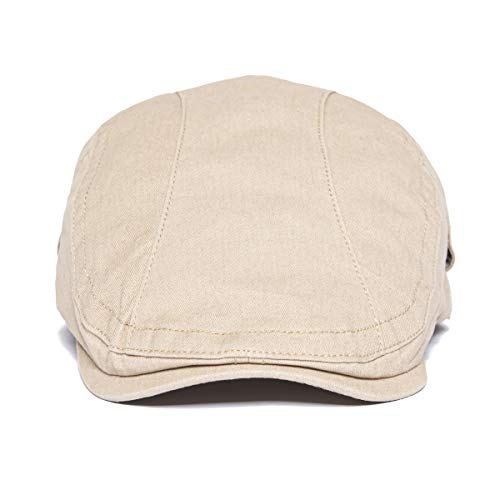 Voboom Men Cotton Newsboy Beret Hat Duckbill Buckle Cabbie Cap (Cotton-Khaki) #TOP2