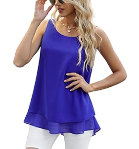 Yommay – Yommay Chiffon Tank Tops für Damen Sommer Elegante ärmellose