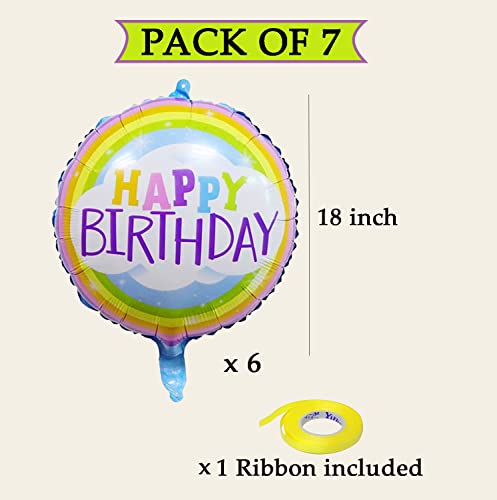 Image of AMFIN (Pack of 7) Happy Birthday foil Balloon /Foil Balloon for Birthday /Birthday Decorations /Photo Decoration for Birthday Balloons - Multi