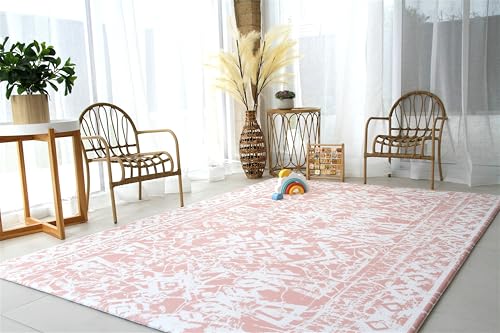 Image of Cushmat Reversible Padded Baby Mat for Floor (Large, Explorer - Coral Teal) - Soft, Thick, Waterproof, Durable, Non-Slip Play mat for Infants, Babies, Toddler, Kids & Grownup