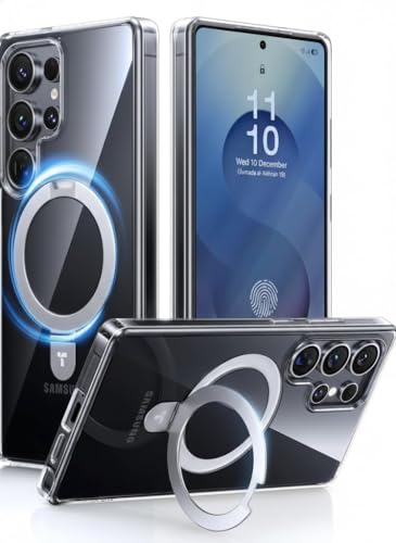 TORRAS for S25 Ultra Case, [4X Military Grade Drop Tested] [Build in Stand] [Fit for Magsafe] Shockproof Slim Protective for Samsung Galaxy S25 Ultra Case Clear