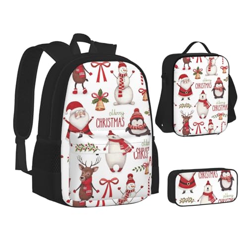 Ensemble sac à dos 3 en 1 cadeau de Noël idéal en toile noire mixte