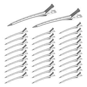Silver Metal Duckbill Hair Clips – 30pcs, 3.5 Inch Pin Curl Clips for Styling, Sectioning, Coloring & Dressing