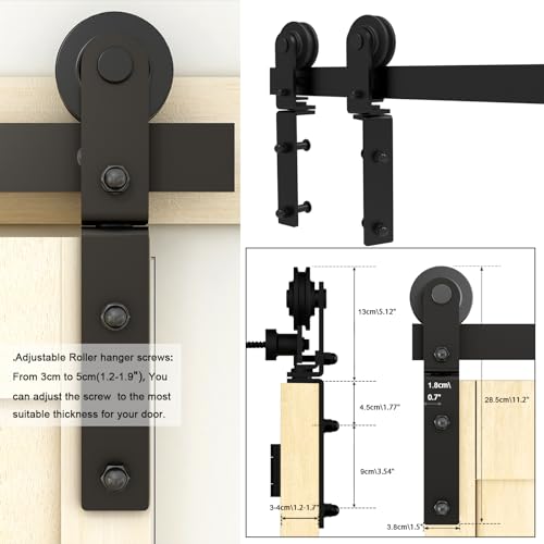 CCJH 3FT Bifold Sliding Barn Door Hardware 36\" Rail Bi-fold Roller Hanger Kit for 2 Folding Doors Less 17\" Wide Door[No Door Inlcuded] - Thumbnail 7