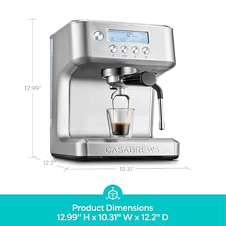 CASABREWS Ultra Espresso Machine with LCD Display, Espresso Maker with Powerful Milk Frother, Customizable Brewing Temperature, Provides Barista-Level Lattes and Cappuccinos, Gift for Men & Women