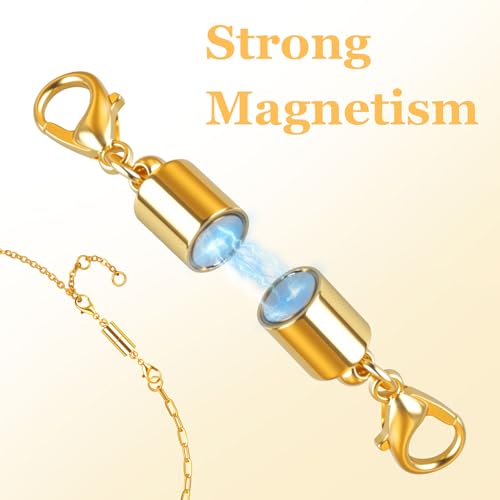Phinus 12 Pcs Magnetic Necklace Clasps and Closures, Magnetic Clasps for Necklaces with Lobster Clasp, Gold and Silver Magnetic Jewelry Clasps for Necklaces Bracelet Making - Thumbnail 4