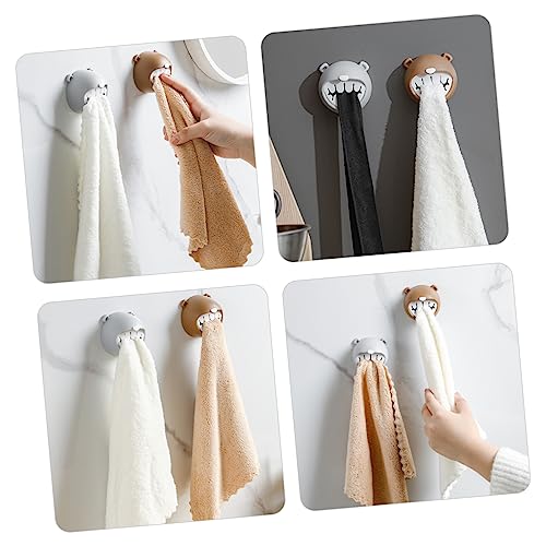 FUNNETOYU 4 Stück Handtuchhaken Ohne Bohren Selbstklebend Süßes Bärendesign Platzsparend Badezimmer Und Küche Installieren