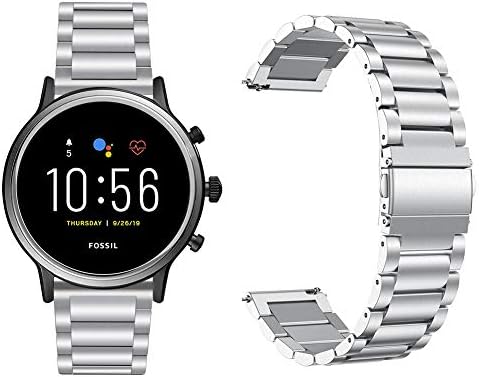 Ggooig Compatible With Fossil Gen 5 Carlyle Hr Band, 22Mm Stainless Steel Metal Strap For Fossil Gen 4 Q Explorist Hr/Fossil Gen 3 Q Explorist Smartwatch (Silver)