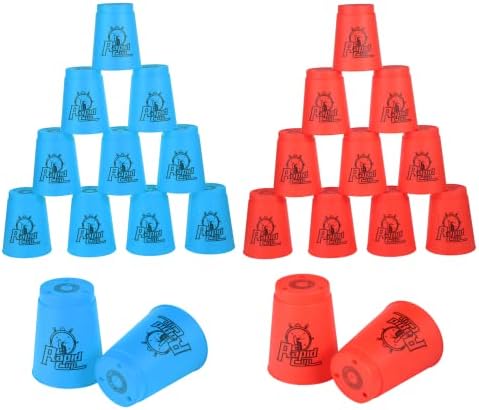 yeesport Speed Stacking Cups Game: 24pcs Cup Stacking Set, Sports Stacking Cups Speed Training for Party Challenge Competition Travel Game, Gift Idea for Stack Games Lover (Red & Bule)