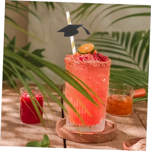 Pitillos de papel negros flexibles para graduación 12 pcs miniatura 5