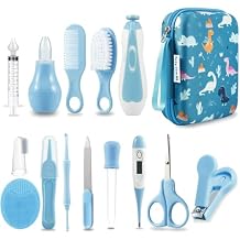 PandaEar Baby Healthcare and Grooming Kit، Baby Nursery Health Care Set، Electric Safety Nail Trimmer Newborn Essentials Kit for Infant Todders Kids 19 in 1، Blue