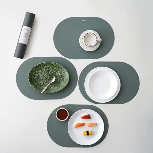 Sage Green Oval Silicone Placemats Set of 4 – Heat