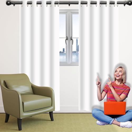 Rideau thermique isolant anti froid blanc 140x150cm à oeillets pour maison - 2