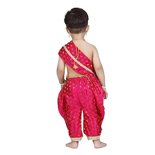 Image of ITSMYCOSTUME Krishna Dress for Baby Boy Kids Set of 10(Dhoti,Hip Cover,Patka,Mukut,Morpankh,Bansuri,Kamarband,Bajuband,Kundal) Little Krishna Ji Kanha Janmasthmi Costume