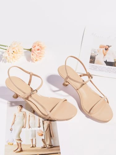 Image of Coutgo Womens Strappy Heeled Sandals Kitten Low Heel Open Toe Ankle Strap Party Wedding Dress Shoes