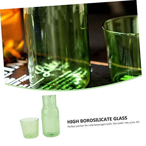 Set de vaso y jarra de vidrio borosilicato verde miniatura 6
