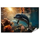 islandburner Prime Bild Poster Delfin Im Sonnenlicht Unter 