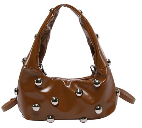 Sac à bandoulière clouté en cuir PU style hobo chic aux finitions soignées