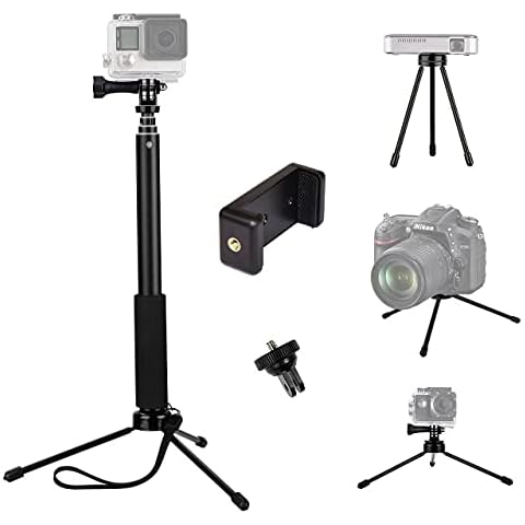 TEKCAM Action Camera Selfie Stick with Tripod Stand and Phone Clip Holder Compatible with Gopro Hero 11 10 9 8 7/Apexcam/WOLFANG/Surfola/AKASO EK7000 Pro/V50X Cover