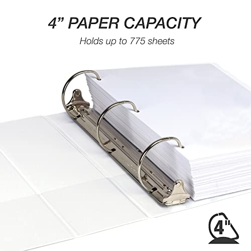 Samsill Durable 4 Inch Binder, Made In The Usa, Locking D Ring Customizable Clear View Binder, White, 2 Pack, Each Holds 775 Pages #TOP2