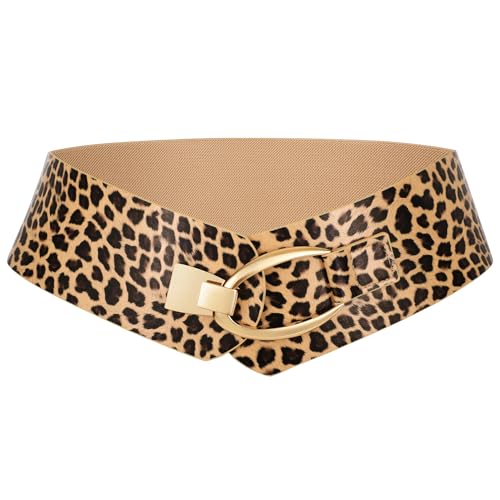 WERFORU Women Wide Elastic Belt Women Fashion Wide Belt with Gold Buckle Ladie Thick Waistbelt for Dresses by WERFORU - Used condition - US$15.29