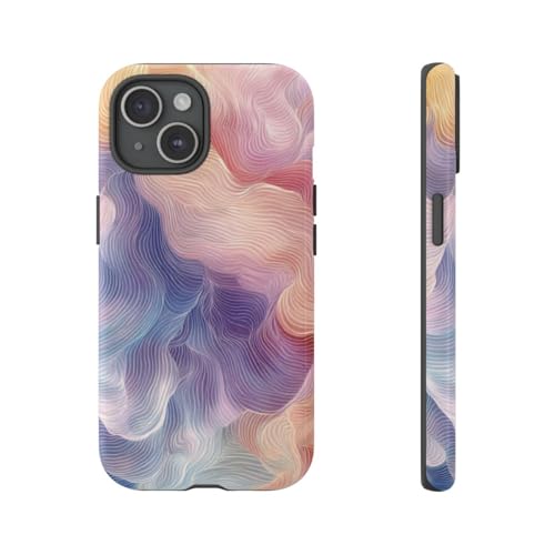 Coque violette iPhone 15 vagues pastel brillante idéale pour accessoiriser vos tenues