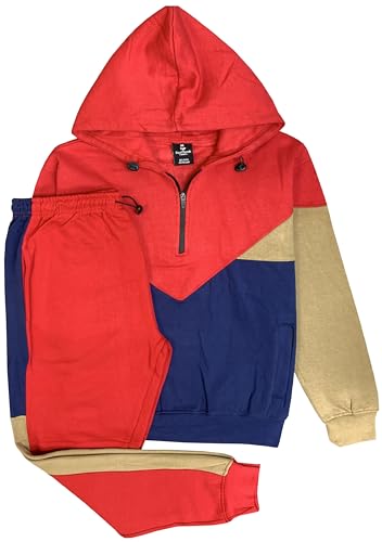 Men’s 2-Piece Quarter Zip Fleece Hoodie Sports Fleece Sweatsuit Heavy Winter Sweat Jacket & Fleece Pants