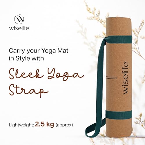 Image of Wiselife Cork Natural Rubber Yoga Mat with Carry Strap 6MM | Extra Large Extra Wide | Anti skid Anti slip for Yoga & Workout (Cork 7 chakra)