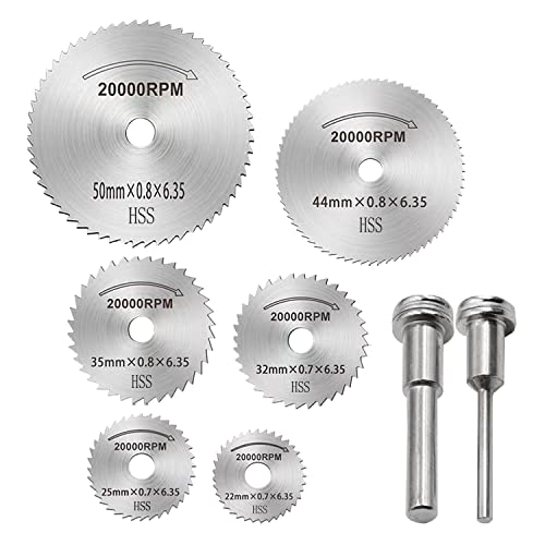 Hojas de Sierra Circular, ZFYQ 8 Piezas Hoja de Corte Set Mini Hoja de Sierra Circular HSS para Cortar Madera Productos de Plástico Aleaciones de Aluminio Metales Blandos