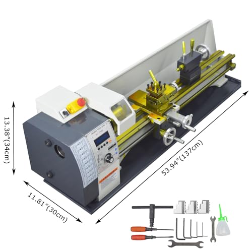 EQCOTWEA Metal Lathe 8"X39" Benchtop Lathe Machine Precision Hobby DIY Table Lathe Metal Working Lathe Electronic Gearless Horizontal Wood Lathe 1100W Brushless 50-2500rpm Imperial/Metric RC-210E 110V - Image 8