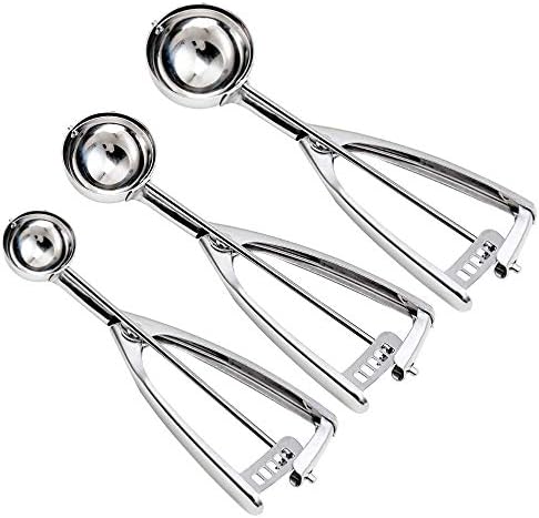 Cookie Scoop Set, Include 1 Tablespoon/ 2 Tablespoon/ 3 Tablespoon, 3PCS Cookie Scoops for Baking, Portion Scoop, Ice Cream Scoop With Trigger Release, Made of 18/8 Stainless Steel