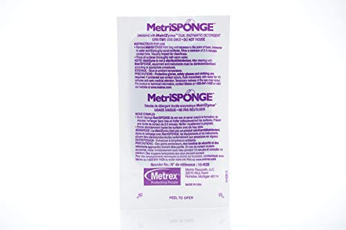 Image of Metrex MetriSponge - Instrument Pre-Cleaning Sponge, Contoured Design for Cylindrical Devices & Endoscopes, One-Time Use, Pack of 25 (10-4025)