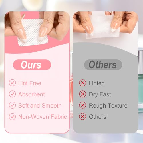 Nail Polish Remover, Lint Free Nail Wipes 540PCS Acetone Nail Polish Remover Wipes, Super Absorbent Soft Nail Wipes for Fingernail Polish Remover and Eyelash Extension Wipes - Thumbnail 3
