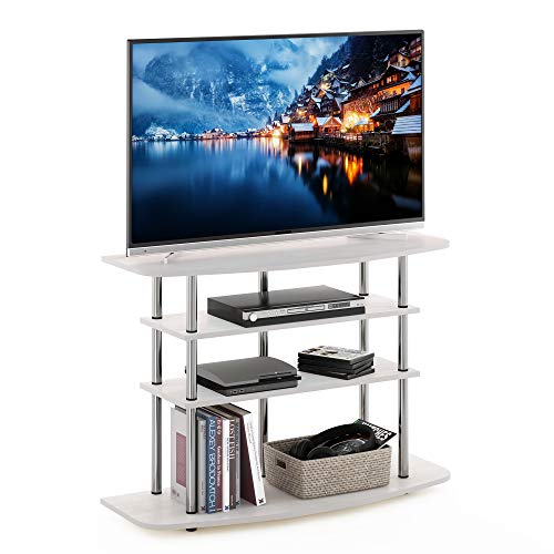 Image of Furinno Frans Turn-N-Tube TV Stand for TV Size up to 43 Inch, 4-Tier, White Oak