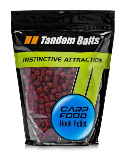 Tandem Baits Carp Feed Hook Pellet Perfekte Erdbeere, Karpfen-Pellets, Karpfen Angeln ohne Mühe, Köder zum Große-Fische-Angeln, Karpfenzubehör für Profis & Hobby-Angler, Angelfutter 12 mm 1 kg