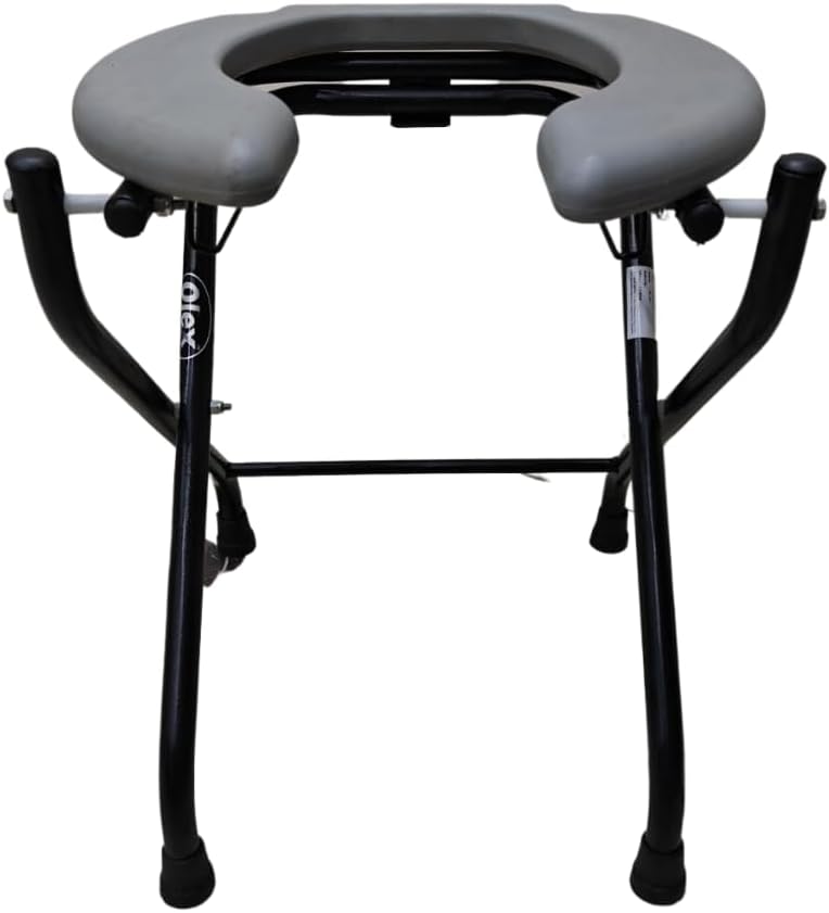 Able Rehabilitation Folding Shower Chair, Toilet Chair, Commode Chair, for Indian Toilet for Elderly Disabled Man, Women and Pregnant Women with Anti-Slip Rubber Bush (Front-Cut)