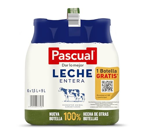 Pascual- Leche entera Bienestar Animal. Formato 6 x 1,5 L.
