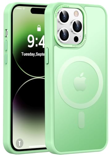 Newfuture Designed for iPhone 14 Pro Max Case with Magnetic [13 FT Military Drop Protection] [Compatible with Magsafe] Slim Translucent Matte Shockproof with Anti-Fingerprint Phone Case, Matcha Green